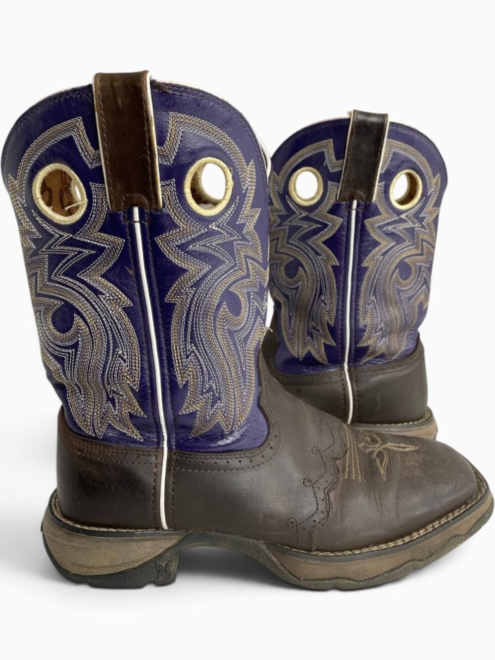 Durango Flirt Purple Brown Western Cowgirl Square Toe Cowboy Boots Women's 7 M
